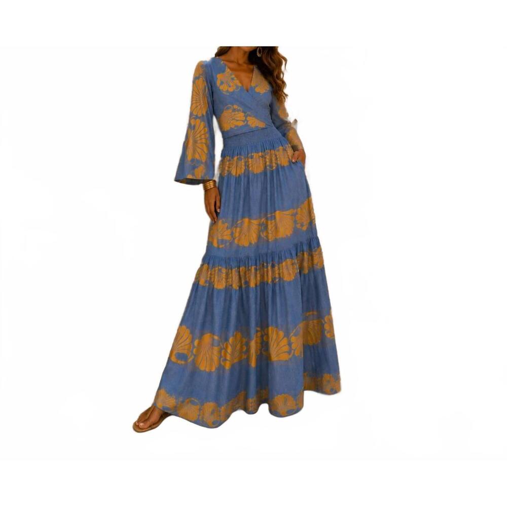 NEW MYSTERY RESORT seashell dreams maxi skirt set in blue